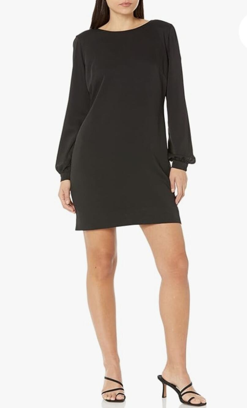 DRESS THE POPULATION Myah Dress Medium Black Bodycon Mini Long Sleeve NWT